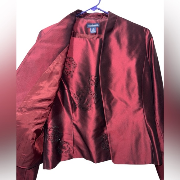 Vintage Ann Taylor Burgundy Silk Jacket & Vest Size 10 - Picture 2 of 10